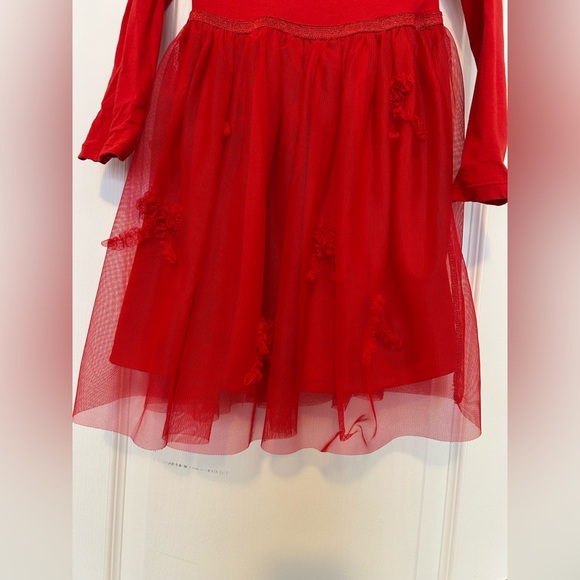H&M Red Long-Sleeve Tulle Party Dress - Picture 2 of 6